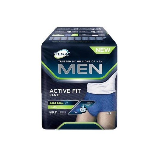 TENA MEN PANTS ACTIVE FIT MUTANDE ASSORBENTI UOMO TAGLIA M 9 PEZZI