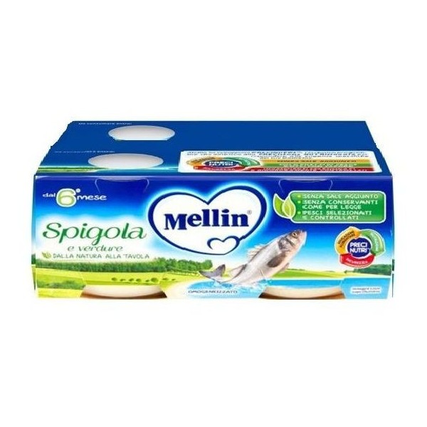 MELLIN OMOGENEIZZATO DI SPIGOLA E VERDURE 4 X 80 GR