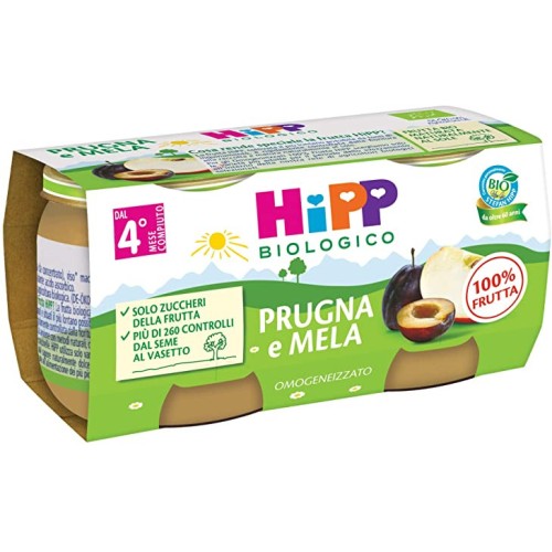 HIPP BIO OMOGENEIZZATO PRUGNA E MELA 2 X 80 GR
