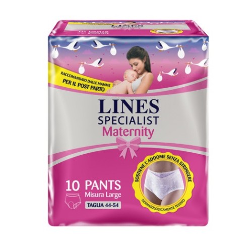 LINES SPECIALIST MATERNITY MUTANDINA ASSORBENTE PER PERDITE POST PARTO MISURA L 10 PEZZI