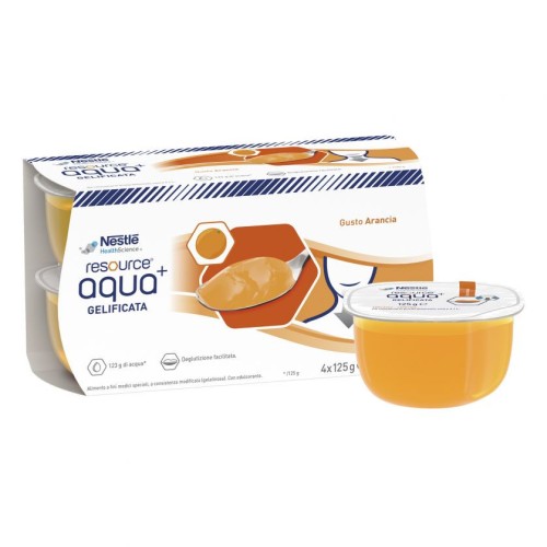 RESOURCE AQUA+ GELIFICATA GUSTO ARANCIA PER DISFALGIA 4X125 GR