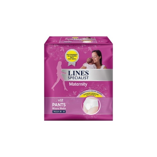 LINES SPECIALIST MATERNITY MUTANDINA ASSORBENTE PER PERDITE POST PARTO MISURA M 12 PEZZI