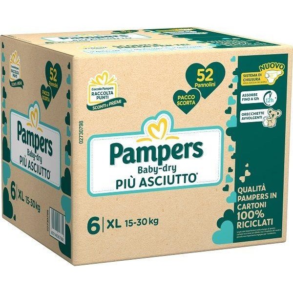 PAMPERS BABYDRY QUADRIPACK XL 52 PZ
