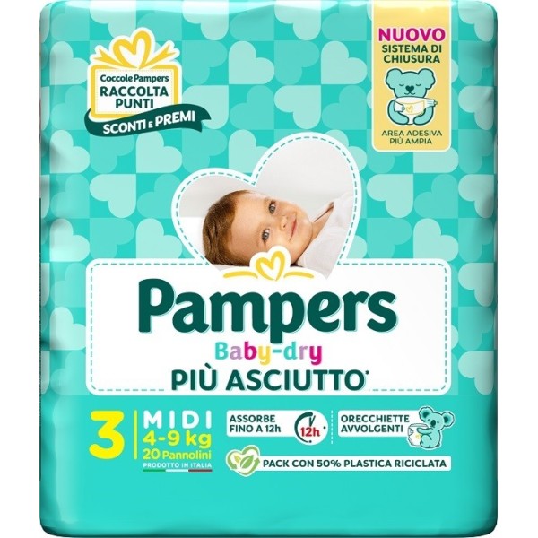 PAMPERS BABYDRY DOWNCOUNT MIDI 20 PZ